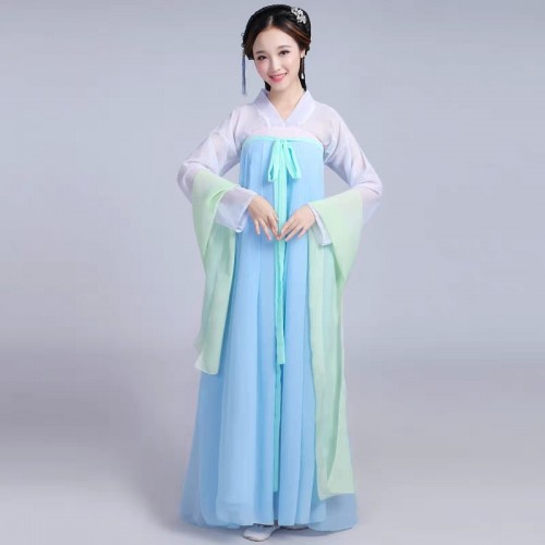 Chinese traditional Hanfu ancient tang dynasty princess fairy cosplay dress chinese folk dance costumes 